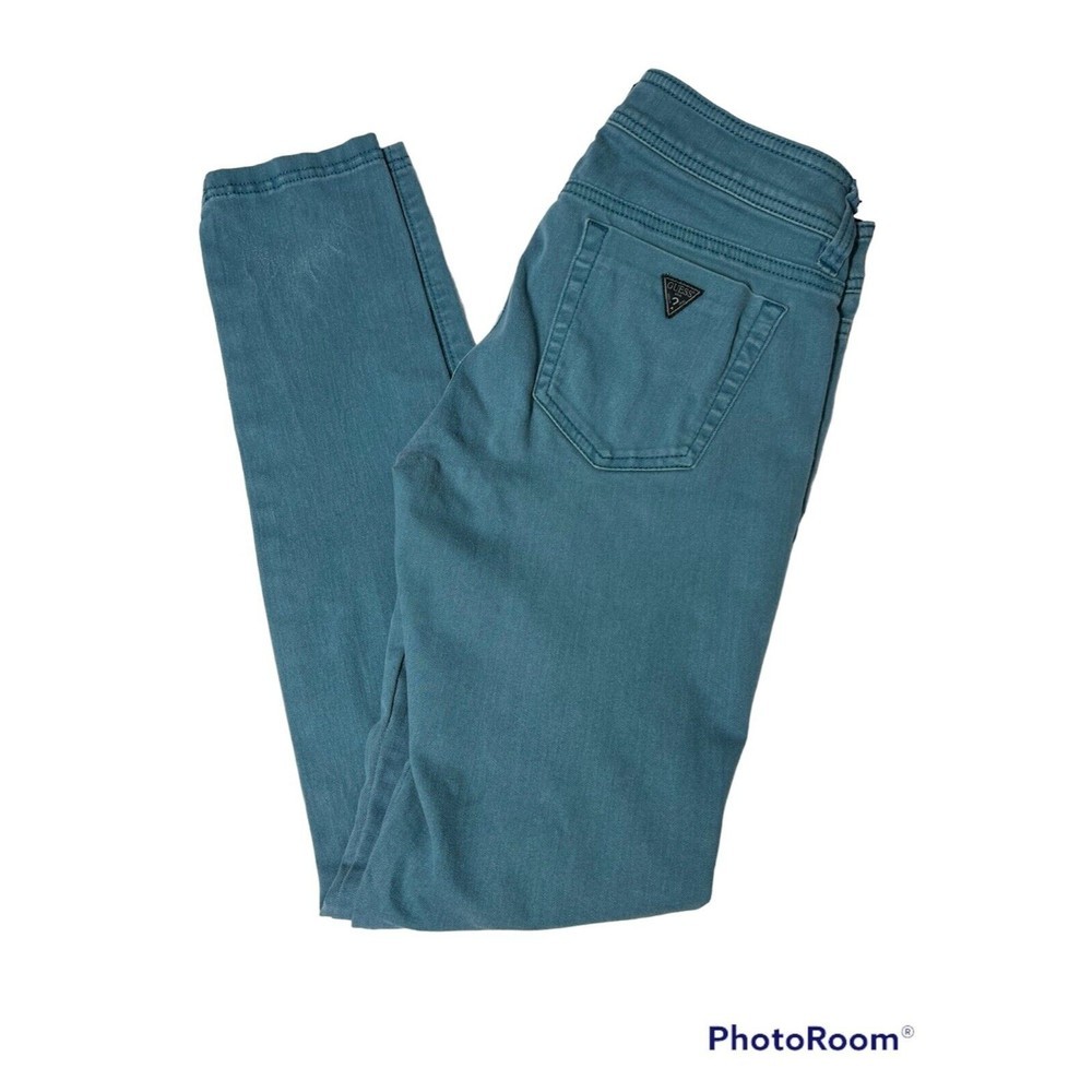 Guess Jeans Womens Size 26  Brittney Skinny‎  Teal Blue Stretch Triangle